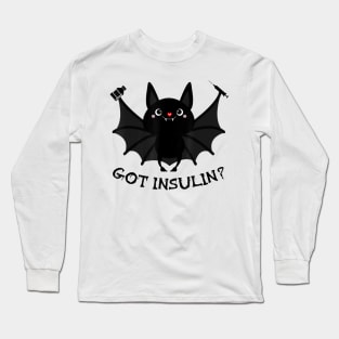 Diabetes awareness Got Insulin Bat Holding Syringe Diabetes Halloween Gift Long Sleeve T-Shirt